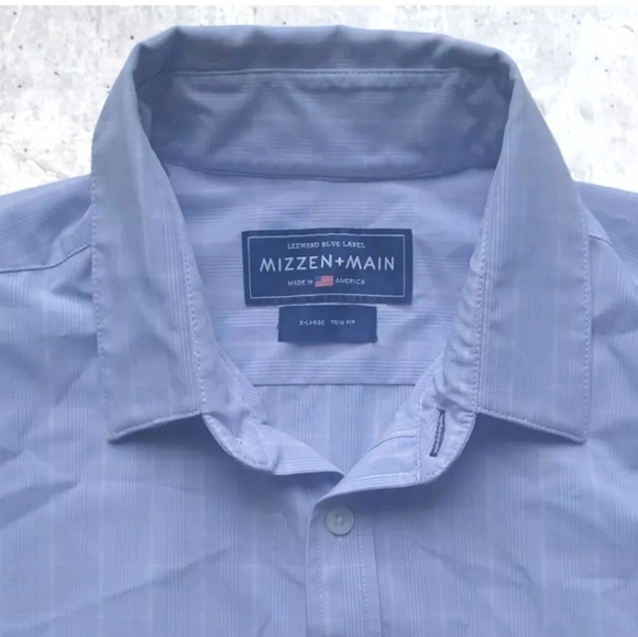 Mizzen Main Shirt Mens XL Blue Striped Leeward Trim Fit Dress Preppy Business - Picture 8 of 13